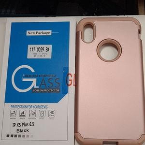 case and tempered glass for iphone xs max 6.5" new